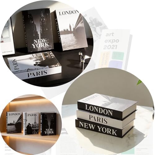 3 PCS Faux Decorative Books for Home Decor-Coffee Table Books Decor-Aesthetic Fake/Faux Books for Decoration,libros Decoration for Coffee Table, Shelf Accessories (3-Paris London Newyork kiss) - Image 6