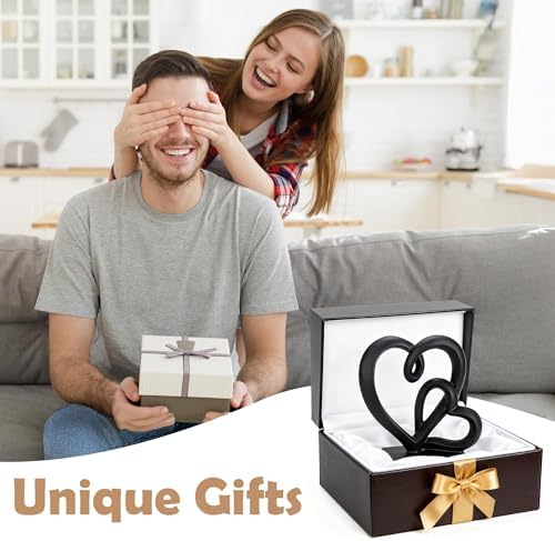 Anniversary Wedding Couples Gift Black Hearts Resin Statue Decor - Image 7