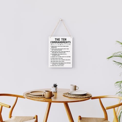 BELLOWDEER Inspirational Signs Gift 10 Commandments Wall Art Christian Bible Verse Wall Art Religious Home Wall Decor 8x10 Inches Scripture Wooden Hanging Sign for Living Room Bedroom Office - Image 4