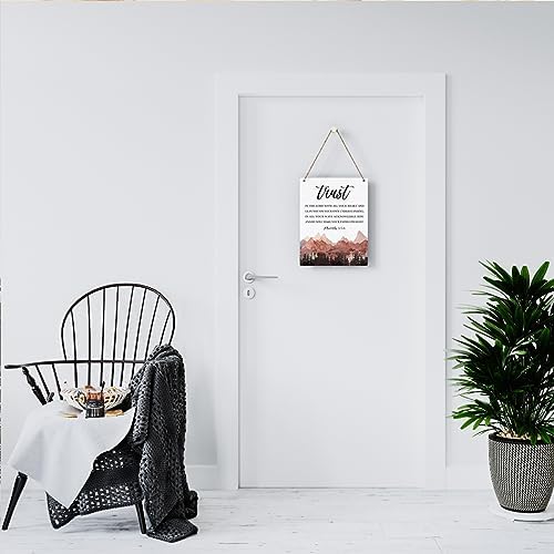 Proverbs 3:5-6 Christian Wall Decor Inspirational Decor Christian Gifts Bible Verse Wall Art Scripture Wooden Hanging Sign for Modern Home Office Bathroom Bedroom Wall Art Decoration 8 x 10 Inches - Image 6