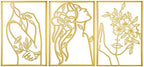 AGIOTA 3 Pcs Gold Metal Wall Decor, Minimalist Floral Women Line Drawing Wall Art, Elegant Abstract Lady Silhouette Metal Wall Hanging for Home Bedroom Living Room by ServingCustomersBornforQuality