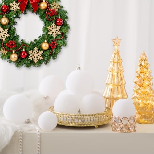 46Pcs Velvet Christmas Ball Ornaments Set - Flocked Shatterproof Christmas Tree Decorations Classic Hanging Ornaments with Rope for Xmas Wreath Holiday Home Decor (Multi-Size, White) - Image 4