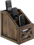 Autumn Alley Rustic Remote Holder - Farmhouse Desk Organizer, Barn Door Remote Holder, Desktop Organizer - 3-Slot Multiple Compartment Remote Control Storage Caddy, Rustic Home Decor, Brown by AutumnAlley
