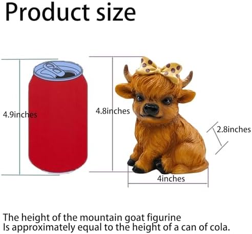 Highland Cow Figurine for Tie a Bow Decor, Highland Cows Themed Gifts for Women, Resin Figures Home Desk Decorations Accents (Brown) (1, Highland Cow Figurine(Brown)) - Image 3
