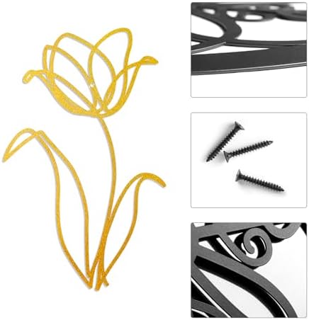 Oubasa 3 Pieces Metal Flowers Wall Arts Decor, Rustic Farmhouse Metal Wall Ornament Art Gold Minimalist Floral Decor for Bathroom Kitchen Bedroom Living Room, 6x10 Inches - Housewarming Gifts - Image 4