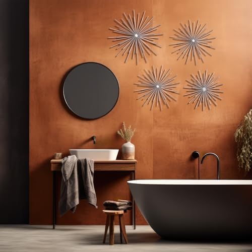 Shimeyao 4 Pcs Silver Starburst Wall Decor, Metal 3D Spike Wall Art Set - Image 5
