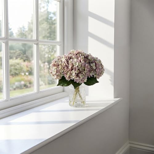 6Pcs 13" Purple Green Silk Hydrangea Artificial Flowers - Image 4