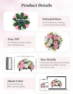 BLOSMON Flower Balls Rose Centerpieces: 2 Pcs 9.5 Inch Pink Fake Flowers - Image 6
