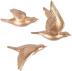 suruim 3D Birds Wall Decor Set of 3 Resin Wall Sculpture(Gold) by Suruim