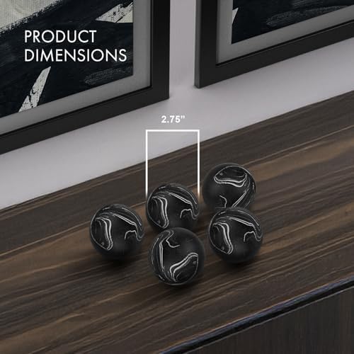Creative Scents Black Marble Look SMALL 2.75” Decorative Balls for Bowls – Set of 3 Decorative Orbs Spheres for Coffee Table Centerpiece, Dining Table, Living Room - Modern Bowl Fillers for Home Décor - Image 2