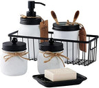SheeChung Mason Jar Bathroom Accessories Set,6Pcs Rustic Bathroom Set,White by SheeChung