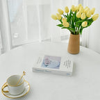 ONLY ART Artificial Light Yellow Tulips 20 Pcs – 13.5 Inch PU Faux Flowers with Bendable Stems for Home Décor, Wedding Centerpieces, DIY Floral Arrangements, New Year and Valentine's Day - Image 4