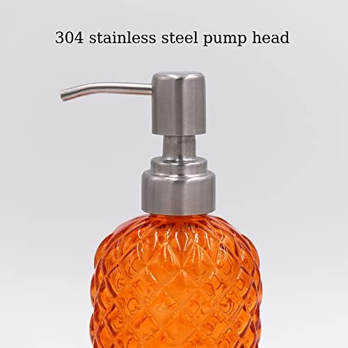 16oz Diamond Pattern Glass Soap Dispenser with Rust Resistant Pump - Image 4