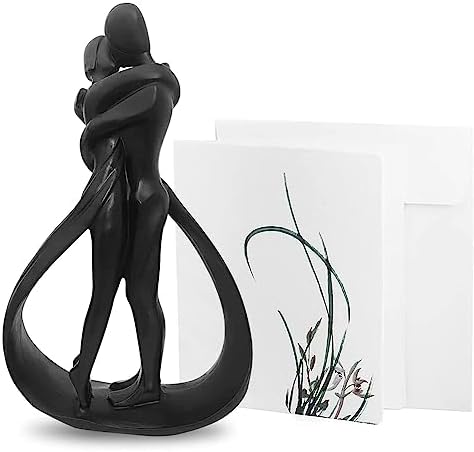 Resin Couple Modern Sculptures Home Decor Romantic Gift for Weddings Valentine's Day and Anniversaries Decoration Figurine for Girlfriend, Bridal Shower, Engagement (Black) by shinesorc