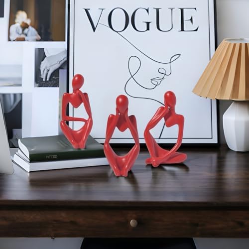BrownLove 3pcs Red Human Body Abstract Art Decoration, Modern Art Resin Statue Room Office Shelf Bookcase Decoration - Image 7
