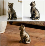 4" Brushed Vintage Bronze Sitting Cat Figurine Shelf Decor Gift - Image 4