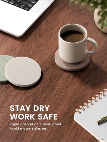 Fluxynara Felt Coasters with Holder, Set of 8 for Drinks, Boho - Image 4