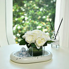 Artificial Peony Silk Flower Centerpieces Faux Floral Arrangement in Glass Vase for Home Wedding Table Decoration (Cream) - Image 5