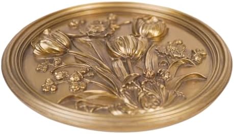 S-MANTIS Vintage Wall Sculpture,Antique Pediment,Hallway Wall Art,Hand Painted Floral Wall Decoration Accent Artworks for Indoor Kitchen Bedroom Living Room Office Outdoor Garden Patio (Antique Gold) - Image 2