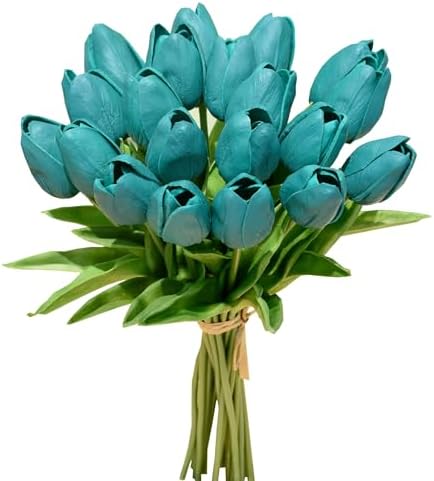 Mandy's 20pcs Artificial Teal Tulips by Mandys