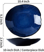 10 Inch Ceramic Decorative Plate, Blue Reactive Glaze Shallow Dish - Image 2
