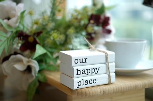 LIVDUCOT Farmhouse Mini White Decorative Books for Tiered Tray Decor - Wooden Book Stack Faux Books for Coffee Table Living Room Decoration - Small Shelf Decor Accent - Image 6