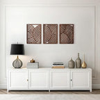 qmmp Modern Wooden Wall Sculptures - Set of 3 - Home Decor Accent - Large Wall Art for Living Room, Bedroom, Office - Easy Installation (Walnut, Large - Orbit) by qmmp