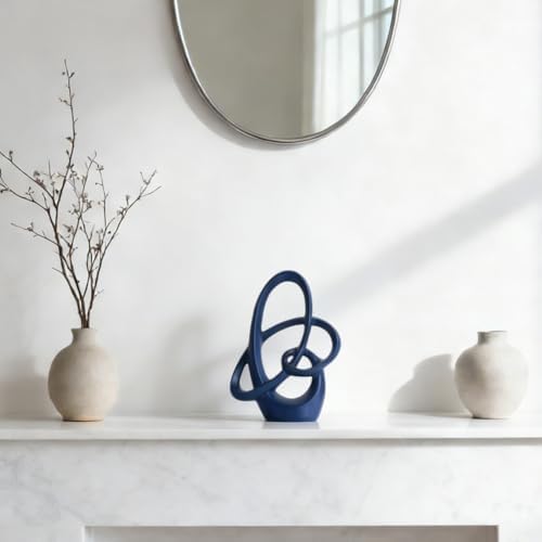 Blue Sculpture Decor – 11" Modern Resin Art Statue for Living Room, Office, or Coffee Table, Blue Home Accents and Shelf Decor, Contemporary Centerpiece Decoration for Modern Home or Apartment - Image 4