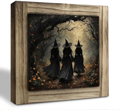 Witches Forest Wood Plaque Sign, Farmhouse Halloween Gothic Desk Decor 49 by XJCUG