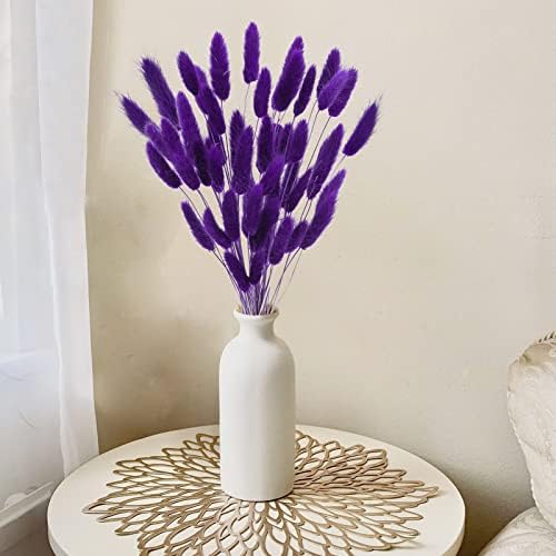 Uieke 17’’ Natural Bunny Tails Dried Flowers, 50 Pcs Dried Lagurus Ovatus, Dried Purple Pampas Grass Decor for Farmhouse Flower Arrangements Wedding Home Craft Boho Party Decorations - Image 6