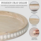 Round Wooden Tray for Decor, Rustic Farmhouse Centerpiece - Image 4