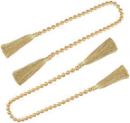 34 Inch Pearl Glass Bead Garland with Tassels -2 Pack,Gold by fenghuangwu