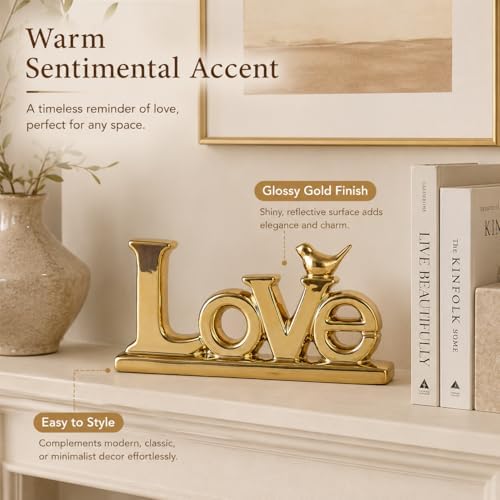 XMGZQ Love Sign Decoration,Gold Love Signs for Home Decor Statue,Gold Bird Sculpture Personalized Love Decor,Style Figurine Decorative Ornaments for Living Room,Bedroom,Desktop,Cabinets - Image 3