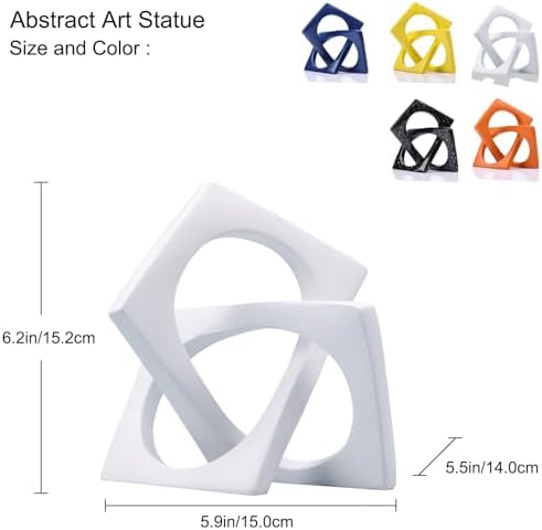 Modern Geometric Sculpture White Knot Statue Decor, Home Bookcase Centerpiece Jax Decorative, Tabletop Sculpture and Figurines, for Home Decor Accent Cube Ornaments - Image 2