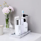 Silicone Bathroom Vanity Tray Dish Soap Holder Sink Organizer, Marble Grey - Image 3