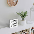 Home Sweet Home Rustic Farmhouse Style Wood Sign Art 5 x 5 Inch Wooden Box Plaque for Living Room Desk Décor Gift - Image 6