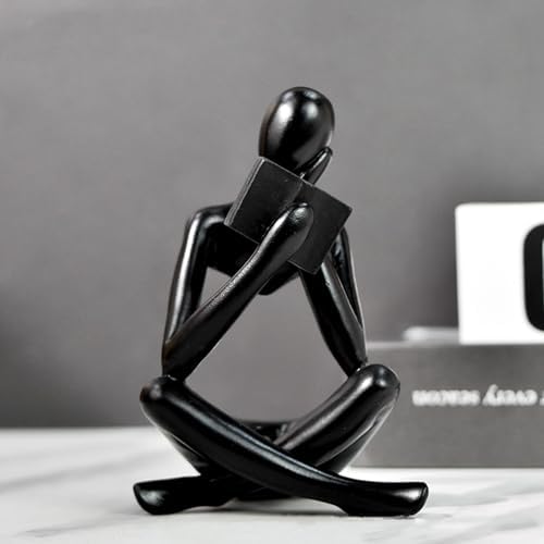 Gold Reading Women Statue, Thinker Sculptures, Abstract Art Ornament, Modern Aesthetic Figurine Decoration, Suitable for Home Living Room Bedroom Office Shelf Table Desk Bookshelf Decor (Black Right) - Image 2