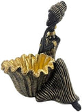 Lescafita African Lady Decorative Bowl Statue Black Gold Figurine by LESCAFITA