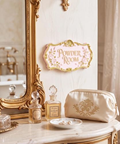 Putuo Decor 3D Powder Room Resin Wall Decor Plaque, Pink Wall Decor - Image 5