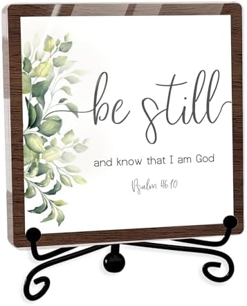 Modern Farmhouse Decor, Home Decor For Living Room, Boho Chic Aesthetic Shelf Decorations, Christian Be Still Acrylic Sign, Farmhouse Entryway Tv Stand Fireplace Coffee Table Decoration (11) by JUSITAKEET