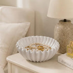 Large Ceramic Fruit Bowl Ivory Decorative Bowl for Coffee Table Entryway Kitchen Modern Home Decor Centerpiece 9.5 Inches Ruffle Fluted Scalloped Bowl - Image 6