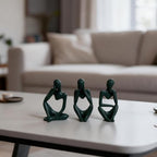 BrownLove 3pcs Green Human Body Abstract Art Decoration, Modern White Art Resin Statue Room Office Shelf Bookcase Decoration (Green, One Size) - Image 2