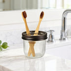 Amolliar Glass Mason Jar Bathroom Accessories Set 4 Pcs (Bronze) - Image 5