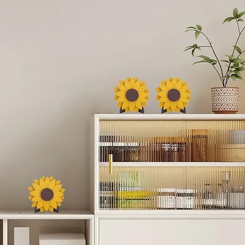 AWISBI 3Pcs Sunflower Decor For Tables, Home Kitchen Standing Wooden Sign - Image 4