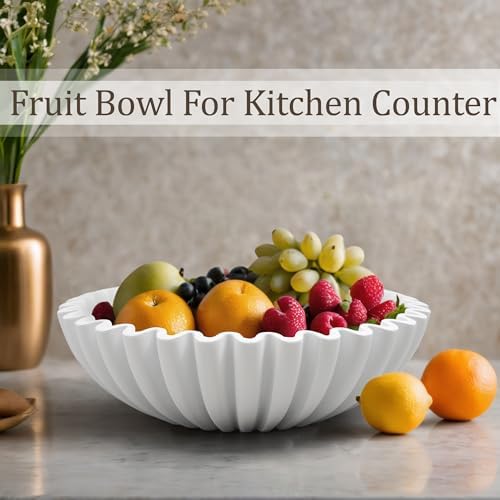 LIN CHUAN Ruffle Decorative Bowl, Large Fruit Bowl, White - Image 5