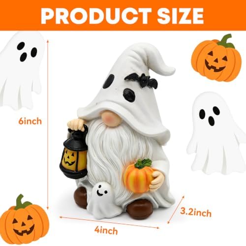 Lighted Halloween Gnome Decor Resin Ghost Figurine Gifts - Image 3