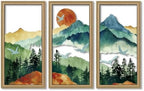 Putuo Decor Boho Mountain Wall Art Set of 3, Aesthetic Nature Landscape Mountain Wall Decor, Rustic Farmhouse Mid-Century Modern Artwork for Living Room, Bedroom, Office, 16.5 x 8.6 inch by PUTUODECOR