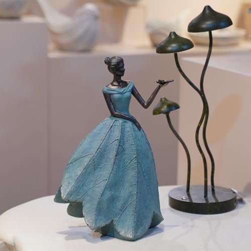 Guichifun Fairy Statue Leaf Angel Girls with Dragonfly 7.4 x 5.25 x 12 Inch - Image 6