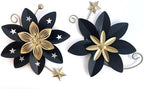 LIFFY Metal Flower Wall Decor, Black & Gold Floral Metal Wall Art for Indoor Outdoor,Black Wall Decor Boho Modern Wall Decor for Bathroom, Living Room, Bedroom, Porch, Garden, Yard (Black & Gold 2) by LiffyArt