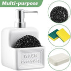 RQYIXI 2-in-1 Ceramic Soap Dispenser with Sponge Holder,White,15 Oz - Image 4